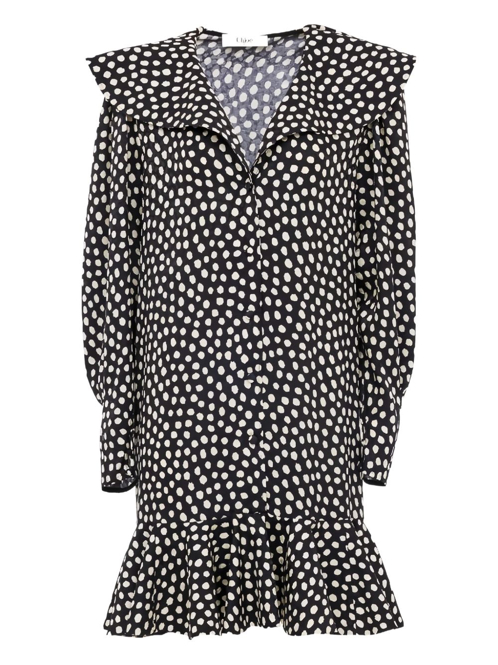 Chloé ChloÃ© V-neck long sleeves Dotted silk dress