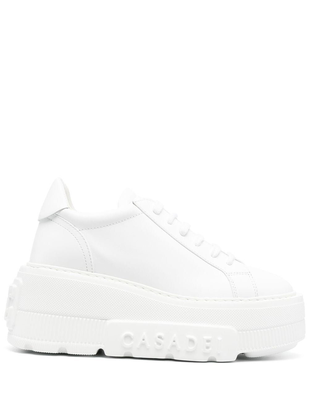Casadei Nexus white leather platform sneakers.