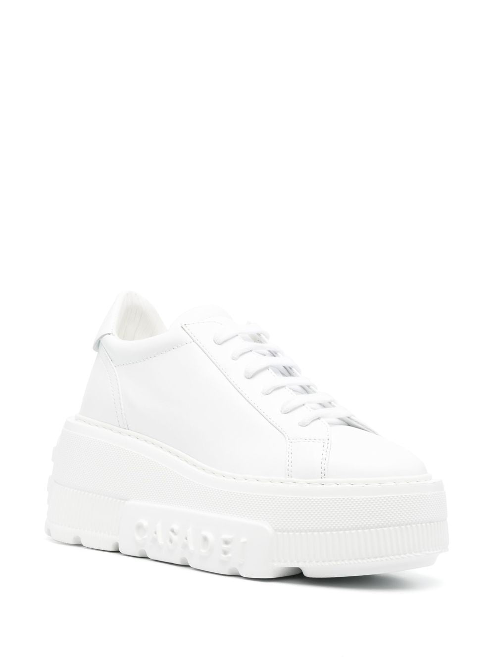 Casadei Nexus white leather platform sneakers.