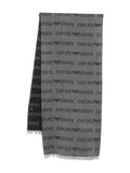 Emporio Armani Virgin Wool Blend Scarf With Jacquard Lettering Logo And Fringes