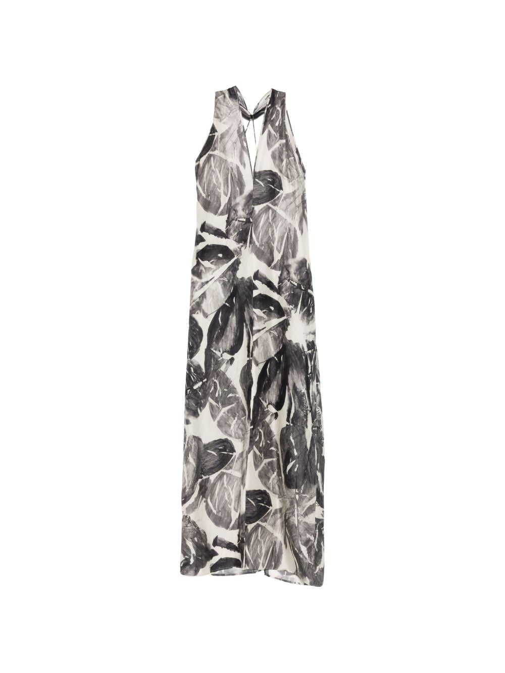 Alysi V-neck print detail sleeveless Printed silk dress