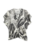 Alysi V-neck short sleeves silk Printed silk shirt