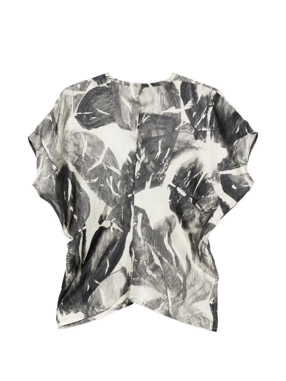 Alysi V-neck short sleeves silk Printed silk shirt