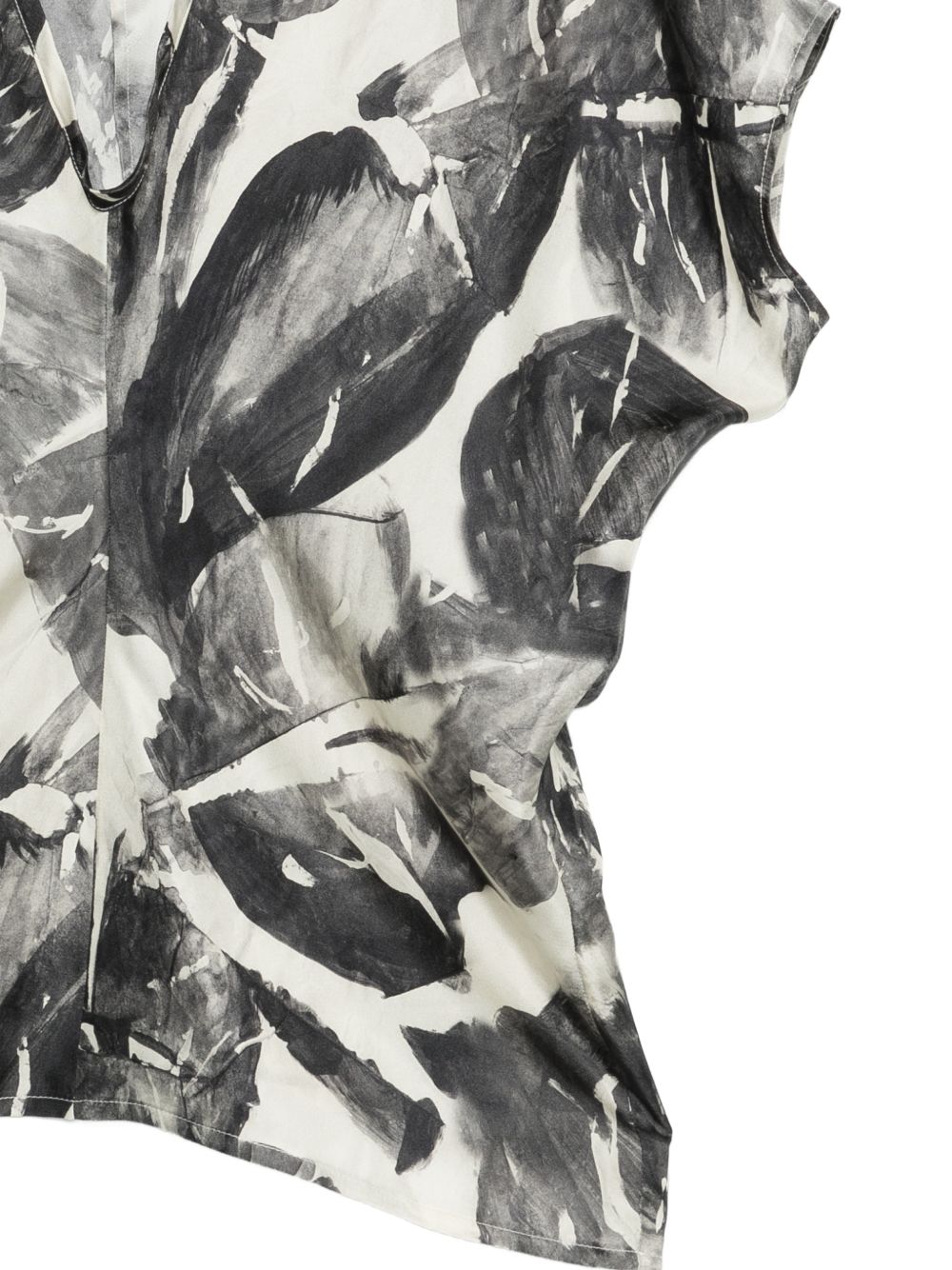 Alysi V-neck short sleeves silk Printed silk shirt
