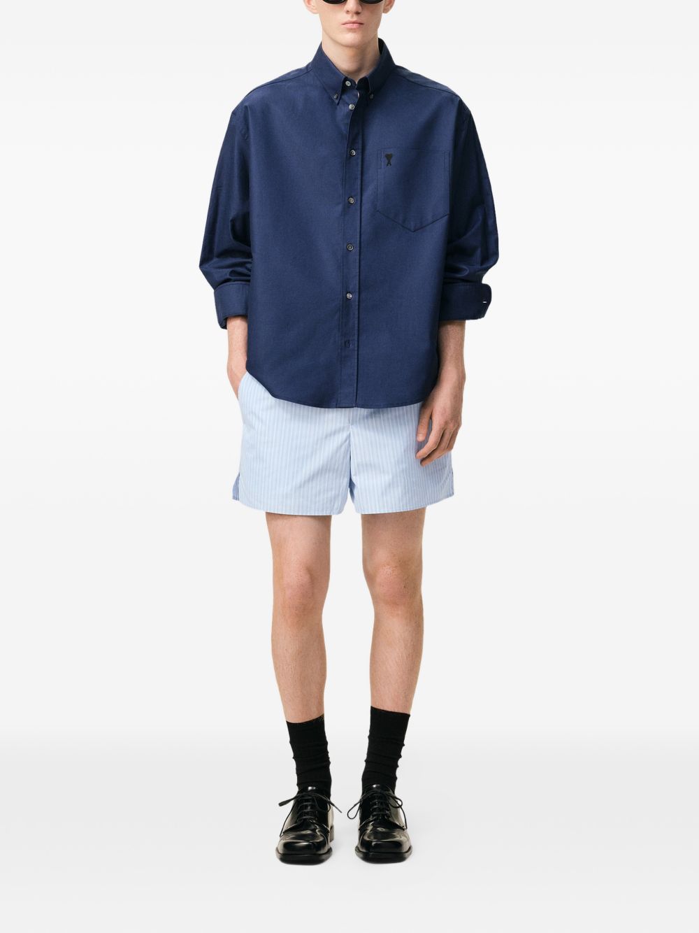 Ami Paris Striped cotton shorts