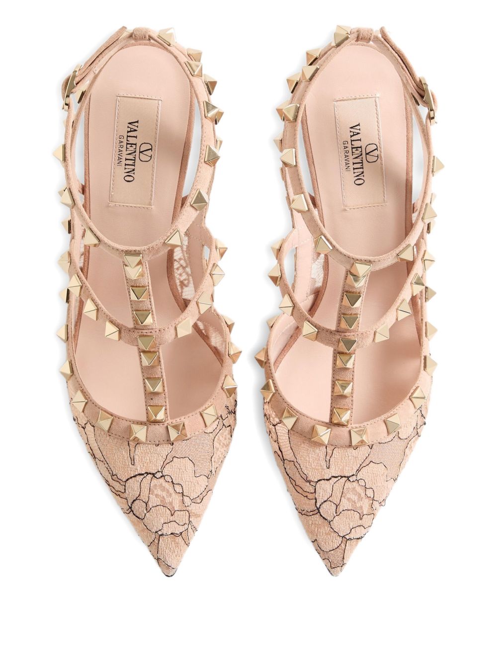 Valentino Garavani Rockstud Lace Pump With Straps 100Mm