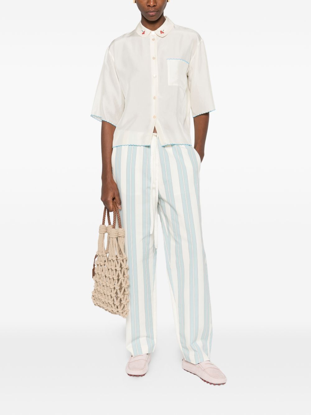 Forte Forte Striped drawstring trousers
