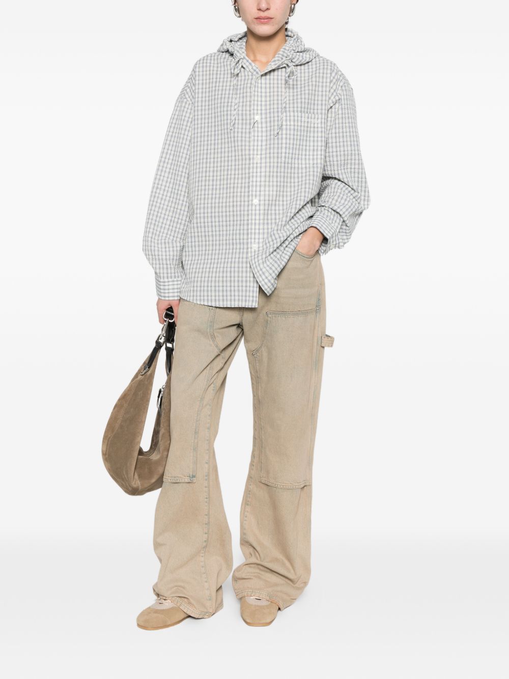 Dunst Checked hooded shirt