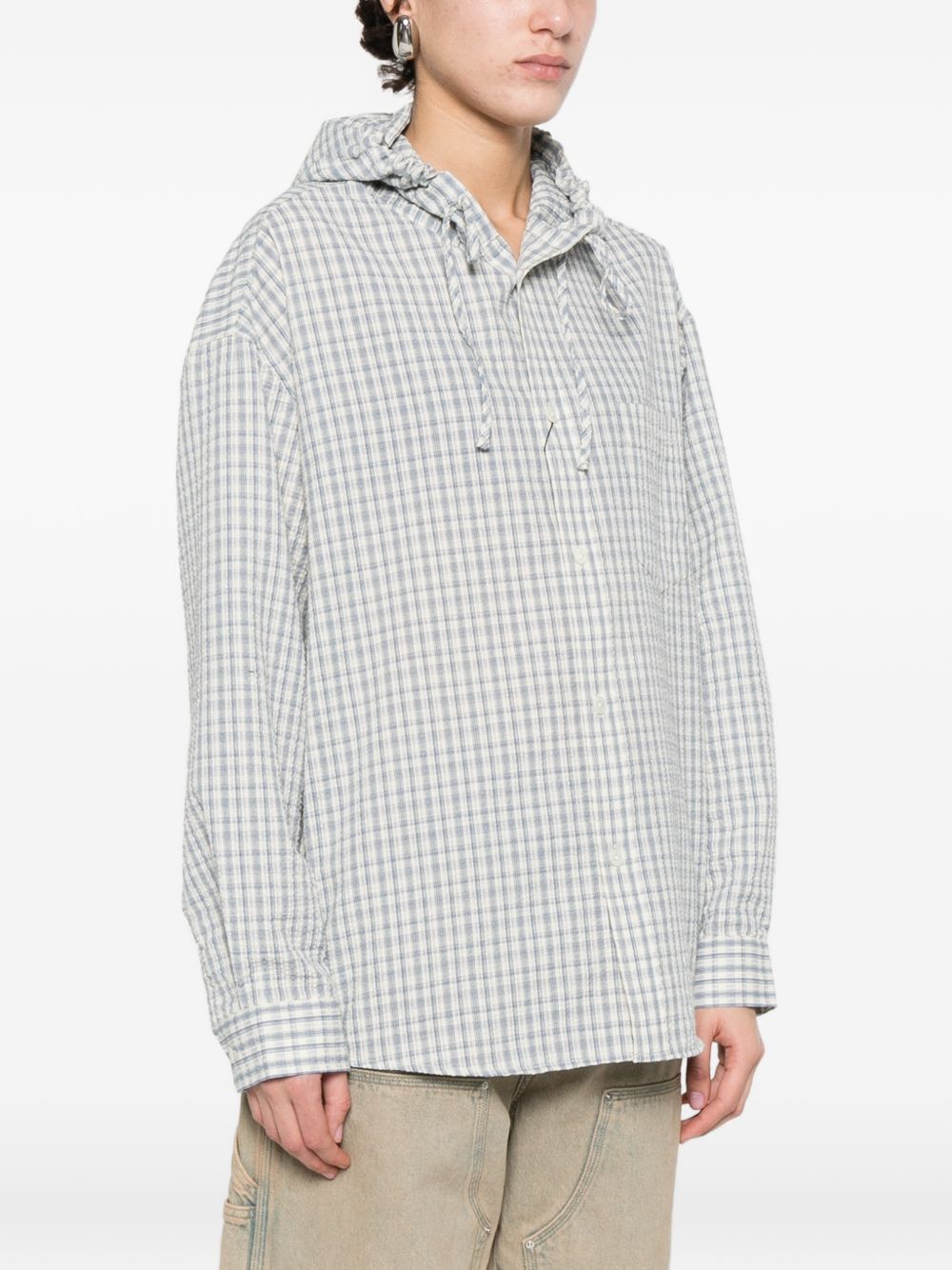 Dunst Checked hooded shirt
