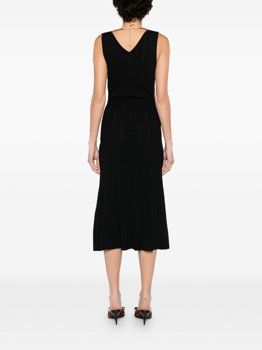 Elisabetta Franchi V-neck sleeveless side slit mid-length Knitted midi dress