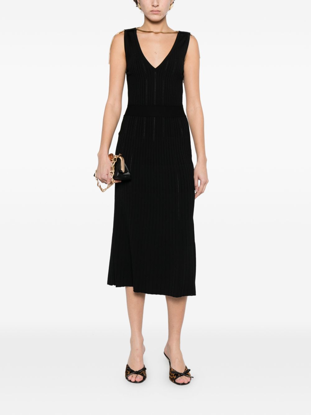Elisabetta Franchi V-neck sleeveless side slit mid-length Knitted midi dress