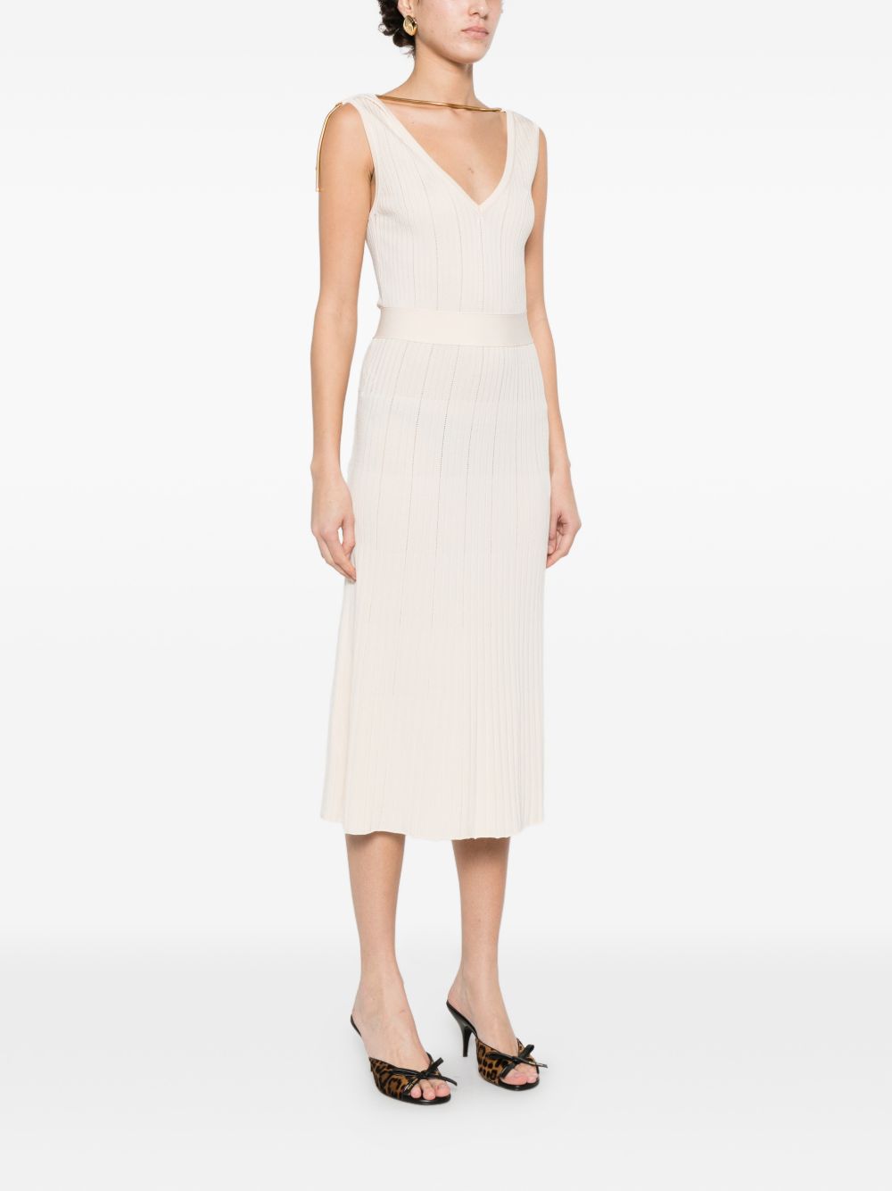 Elisabetta Franchi V-neck sleeveless A-line skirt Knitted midi dress