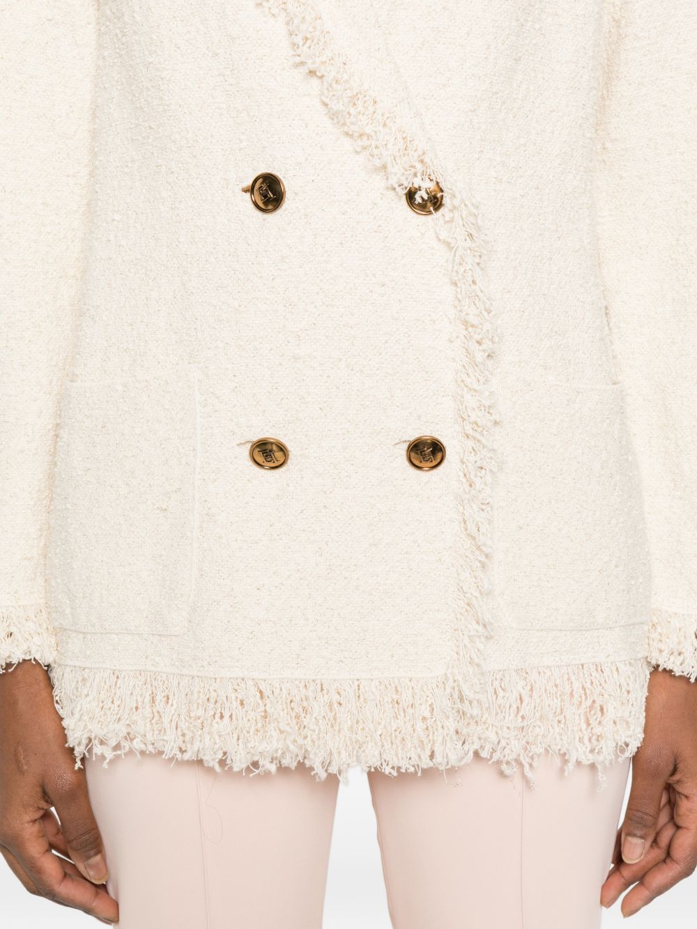 Elisabetta Franchi V-neck patch pockets Cotton double-breasted jacket