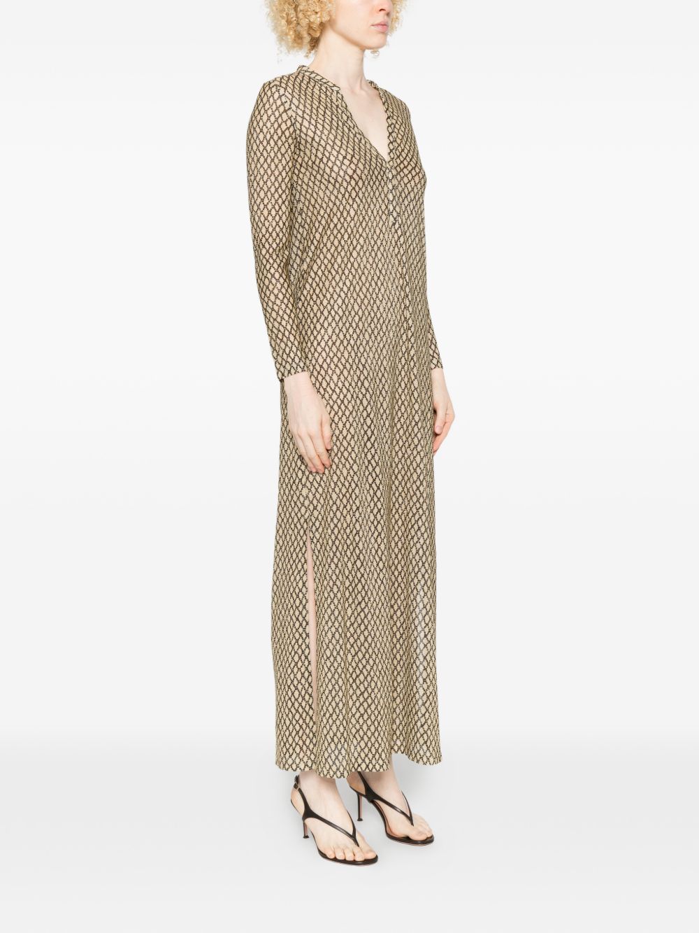 Siyu V-neck long sleeves Money kaftan dress