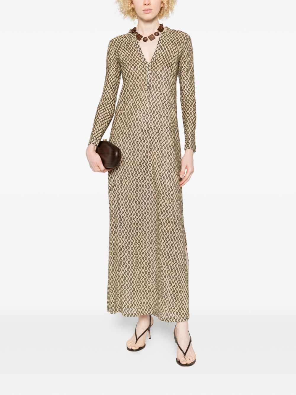 Siyu V-neck long sleeves Money kaftan dress