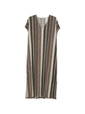 Siyu V-neck side slit Zoe striped kaftan dress
