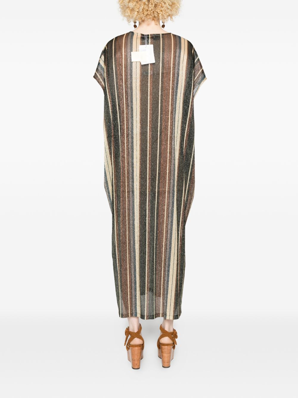Siyu V-neck side slit Zoe striped kaftan dress