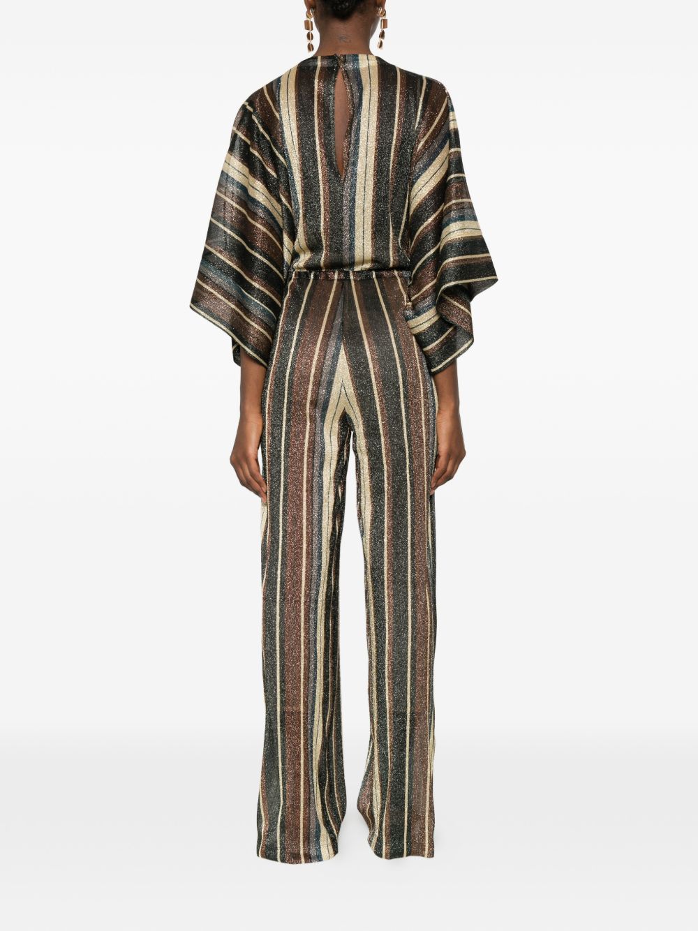 Siyu V-neck short sleeves Striped long jumpsuit