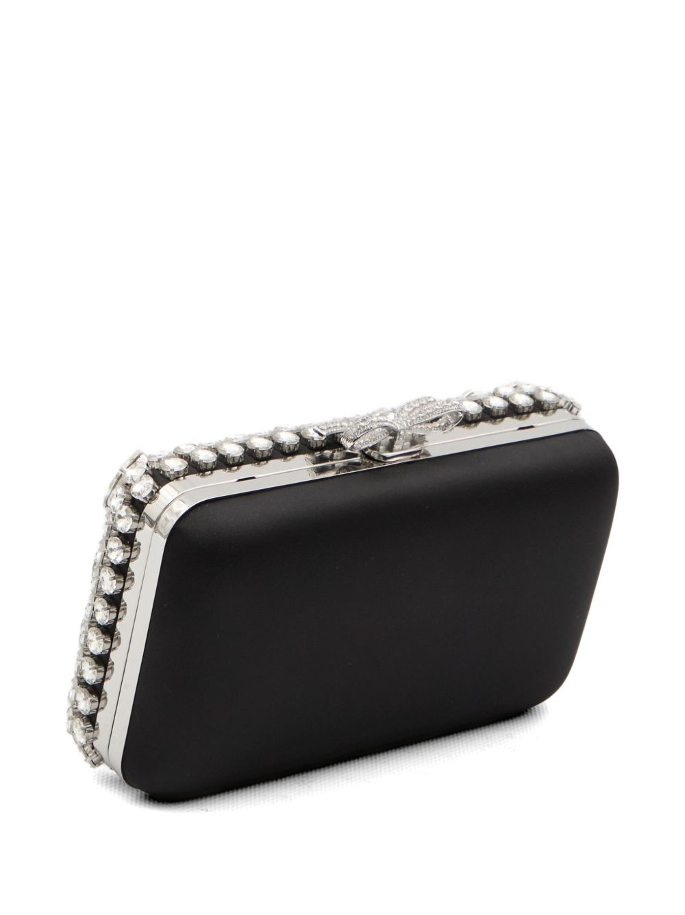 Self-portrait Black Satin Crystal Clutch Bag