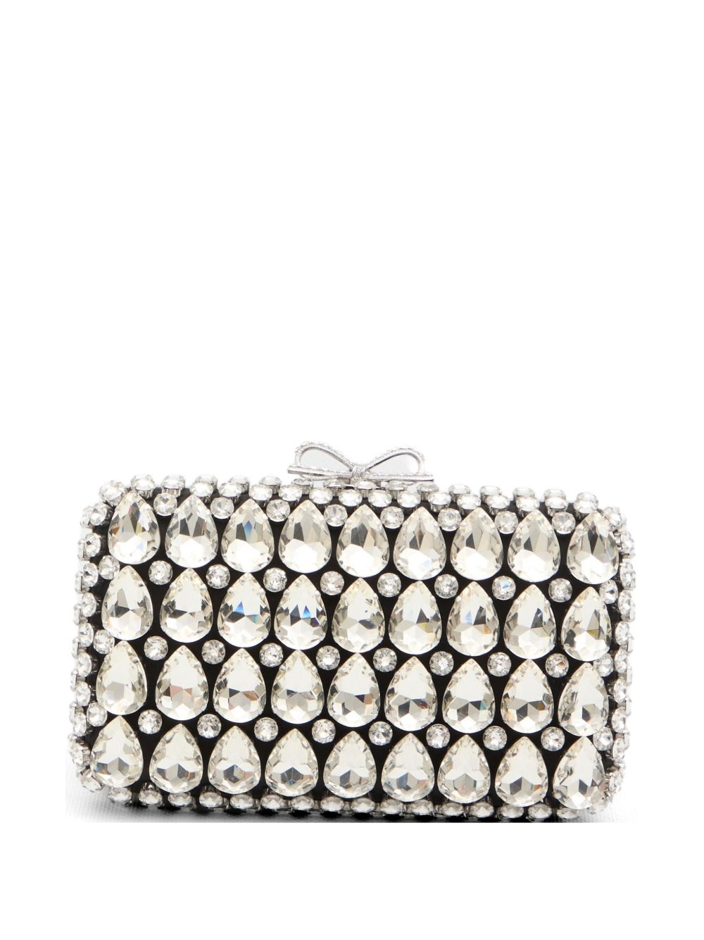 Self-portrait Black Satin Crystal Clutch Bag