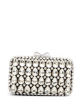 Self-portrait Black Satin Crystal Clutch Bag