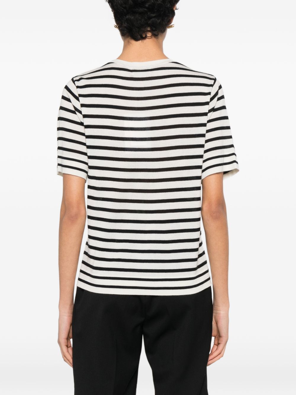 Soft Goat Silk and cashmere striped t-shirt