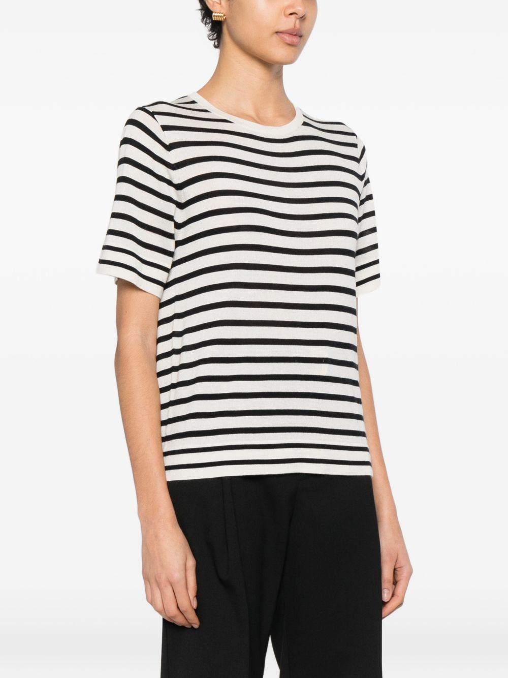 Soft Goat Silk and cashmere striped t-shirt