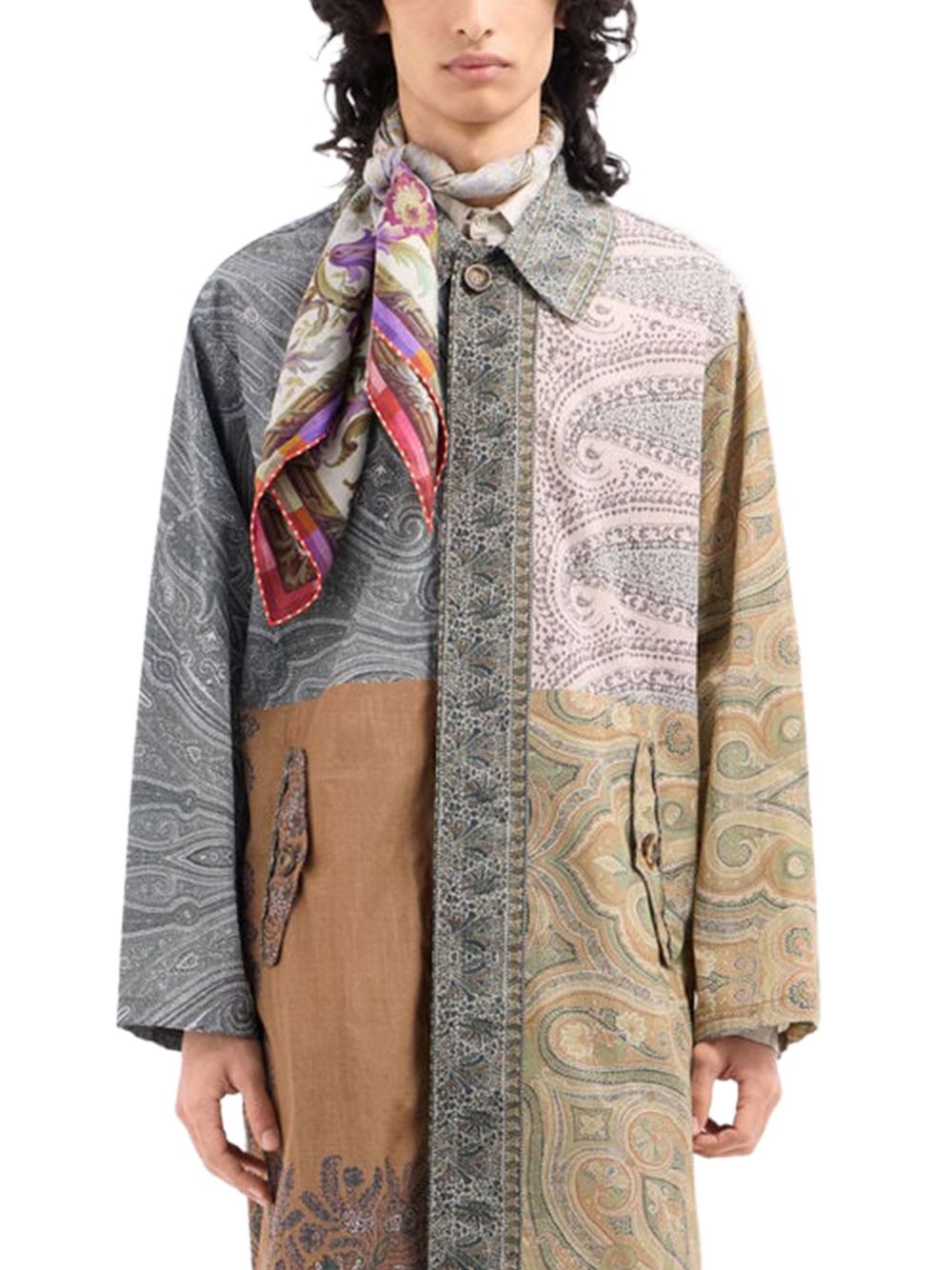 Pierre Louis Mascia White, floral print, border detail Printed silk scarf