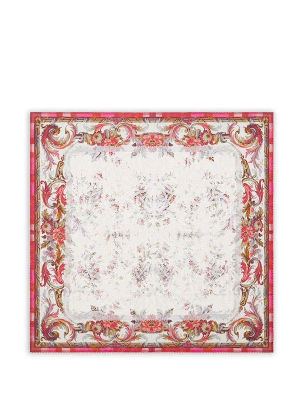 Pierre Louis Mascia White, floral print, border detail Printed silk scarf