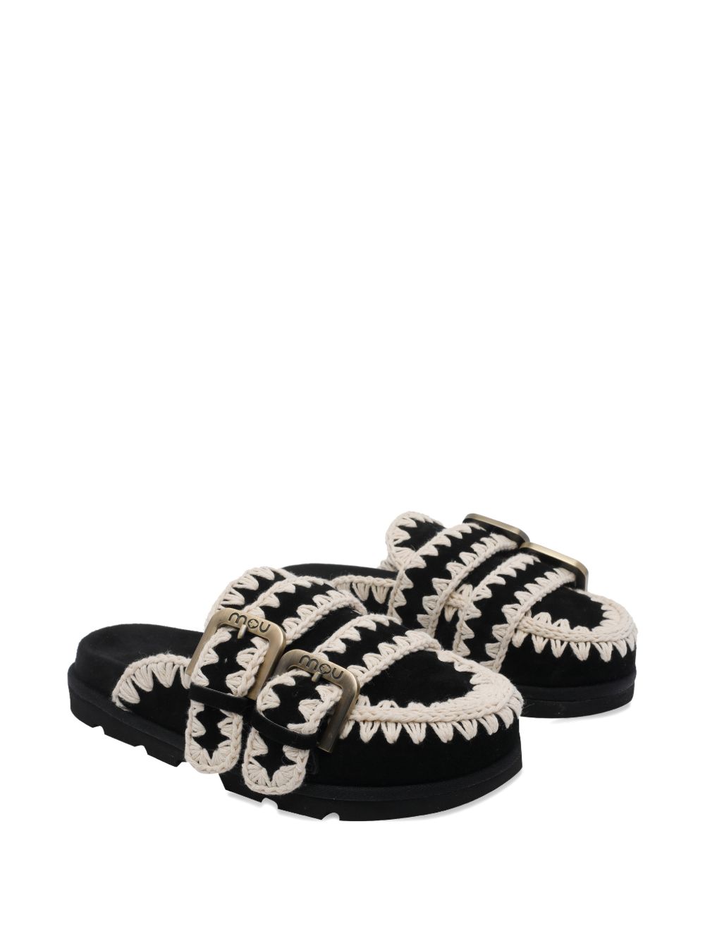 Mou Black, round toe, buckle detail Bio low slippers
