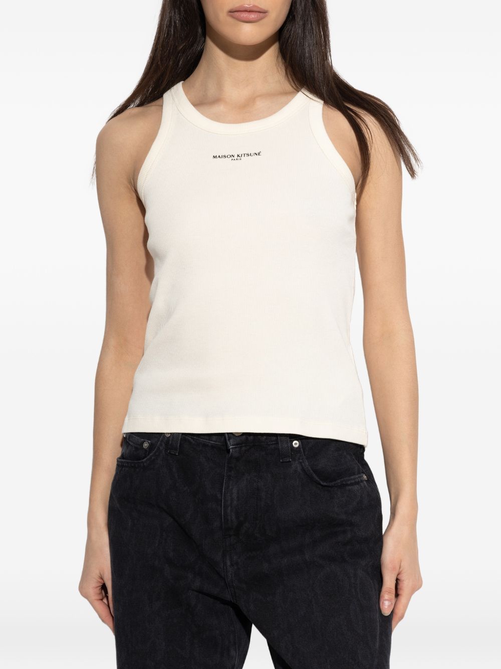Maison Kitsuné Maison KitsunÃ© Logo cotton tank top