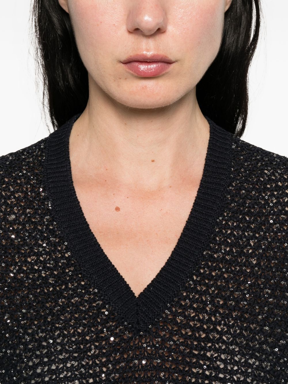 Fabiana Filippi V-neck short sleeves Embellished v-necked top