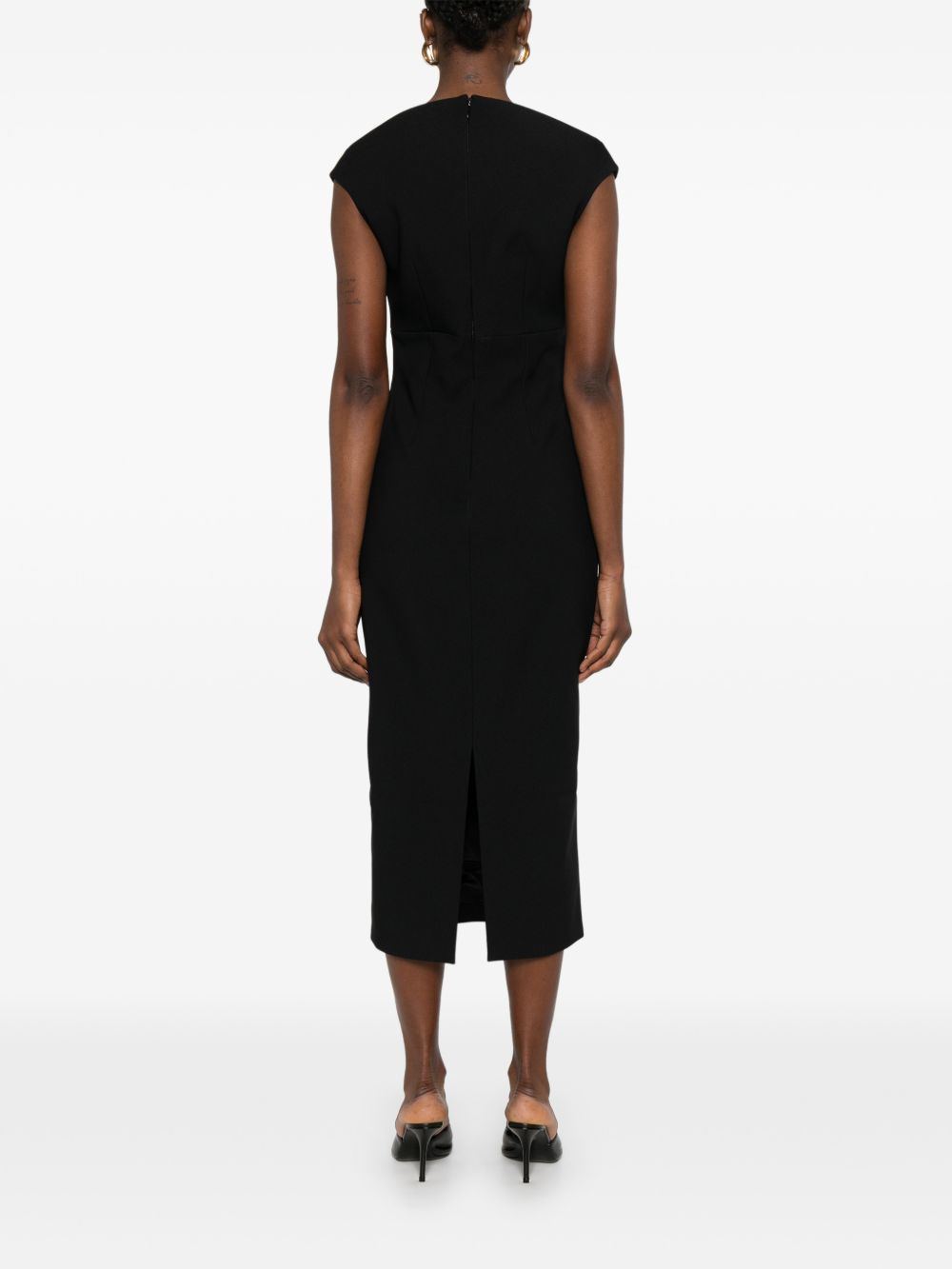 Solace London V-neck zip fastening Monica midi dress