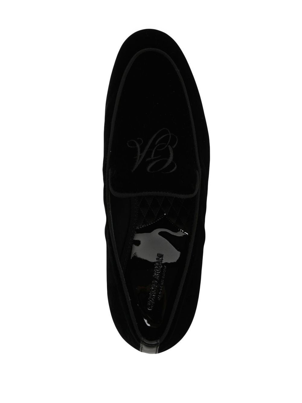Giorgio Armani Embroidered logo velvet loafers