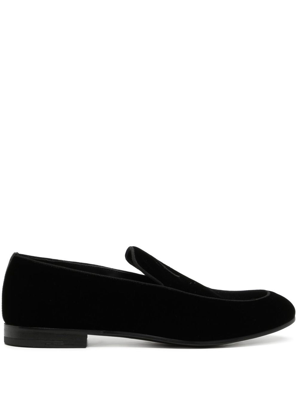 Giorgio Armani Embroidered logo velvet loafers