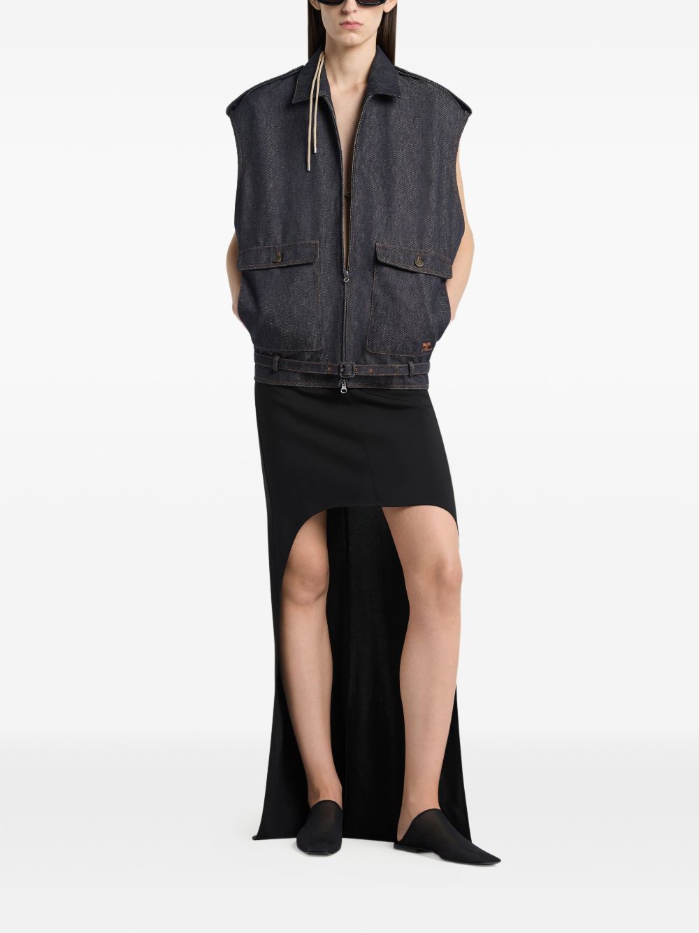 Courreges Denim sleeveless bomber jacket