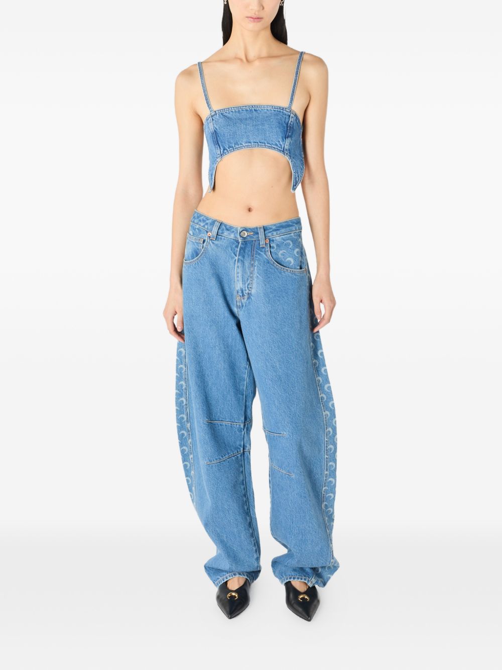 Marine Serre Denim bra top