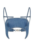 Marine Serre Denim bra top