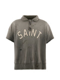 Saint Mxxxxxx Distressed Cotton Half-Zip Polo Shirt