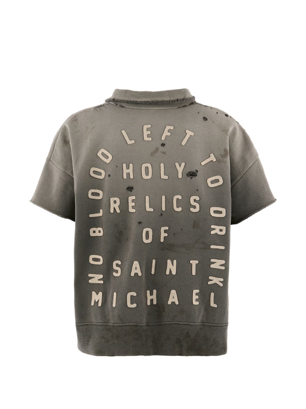 Saint Mxxxxxx Distressed Cotton Half-Zip Polo Shirt