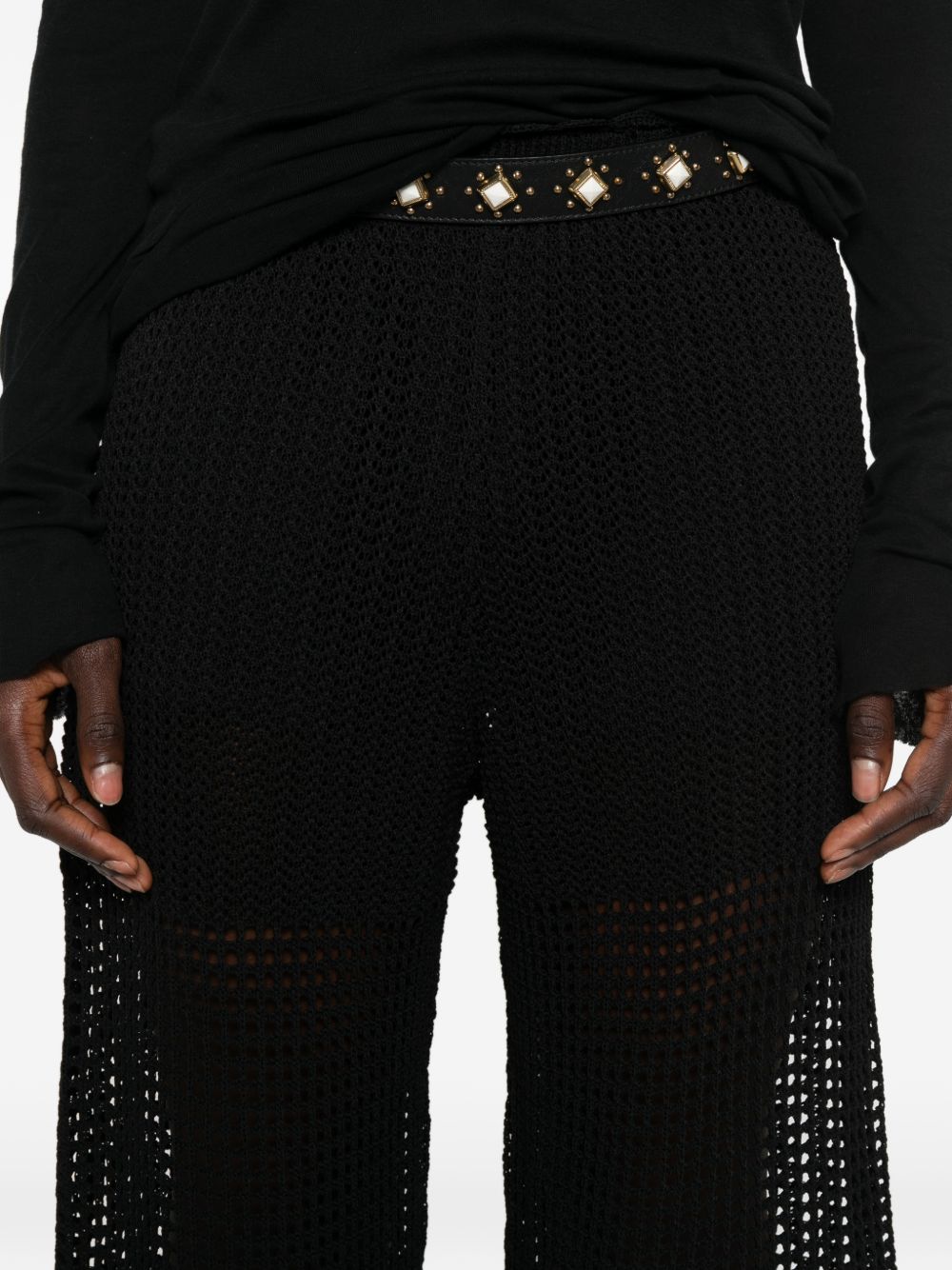 Iro Crochet Knit Wide-Leg Trousers