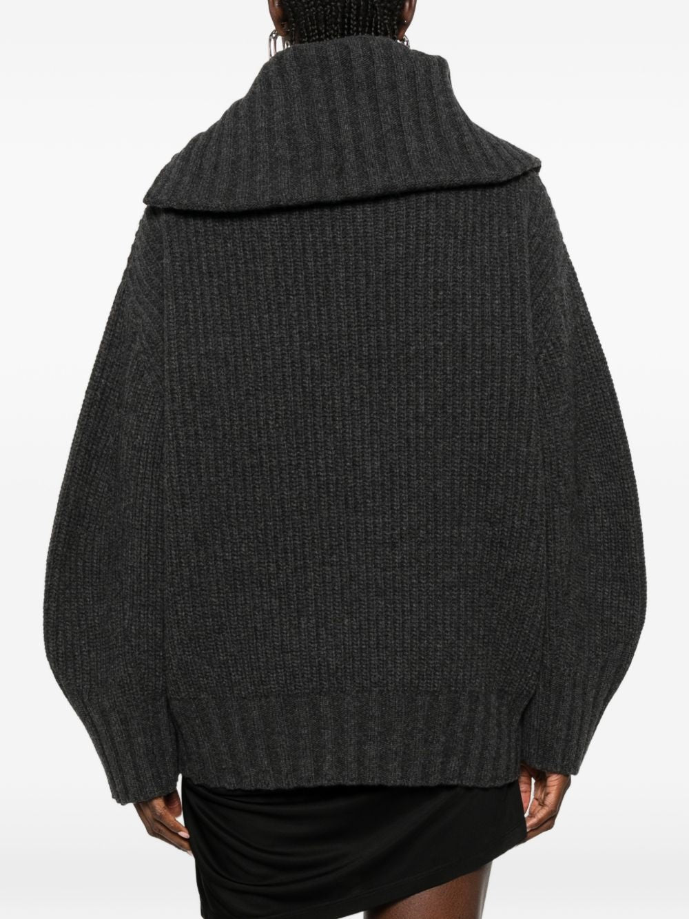 The Attico Asymmetric Zip Ribbed Sweater