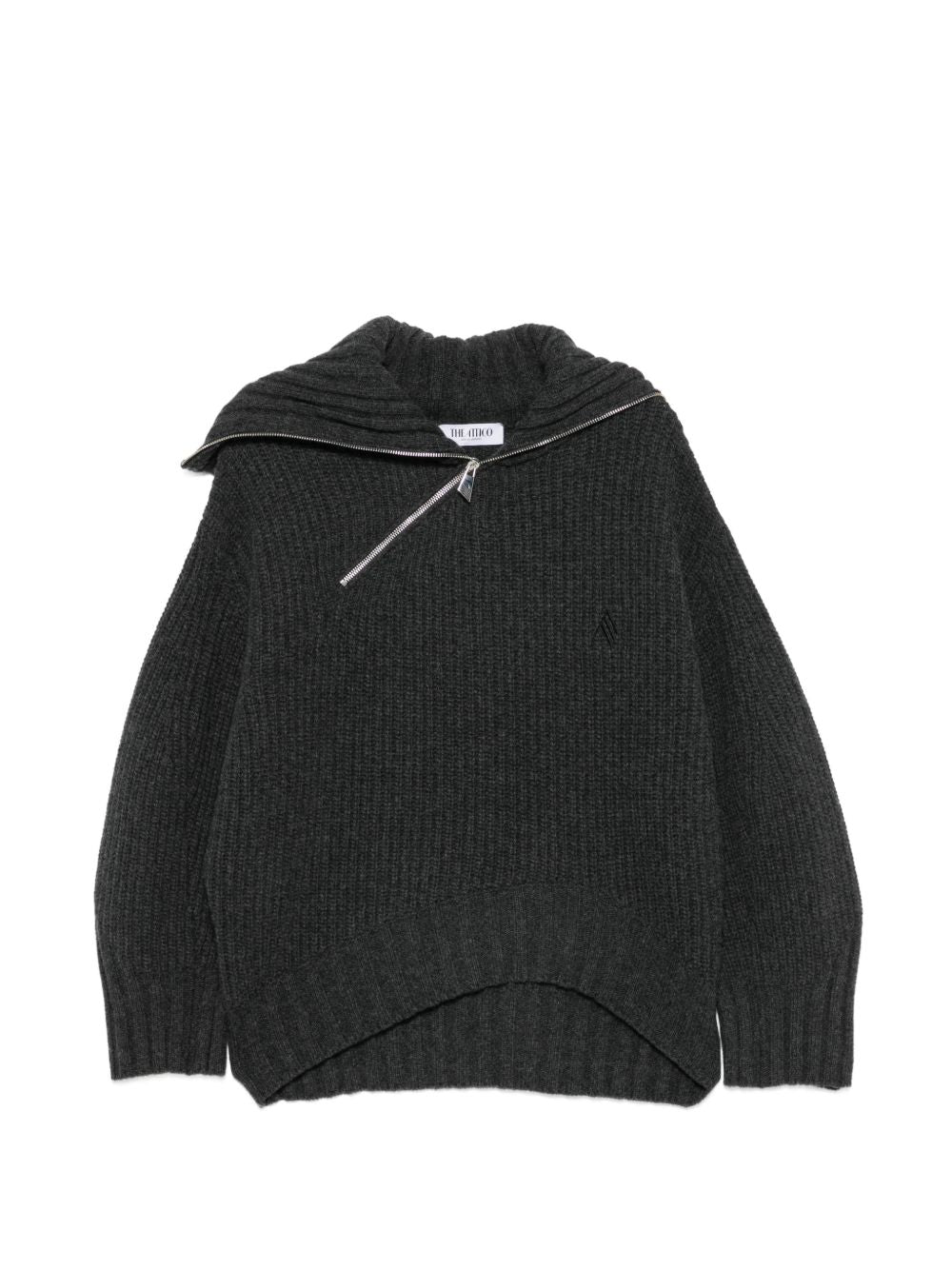 The Attico Asymmetric Zip Ribbed Sweater