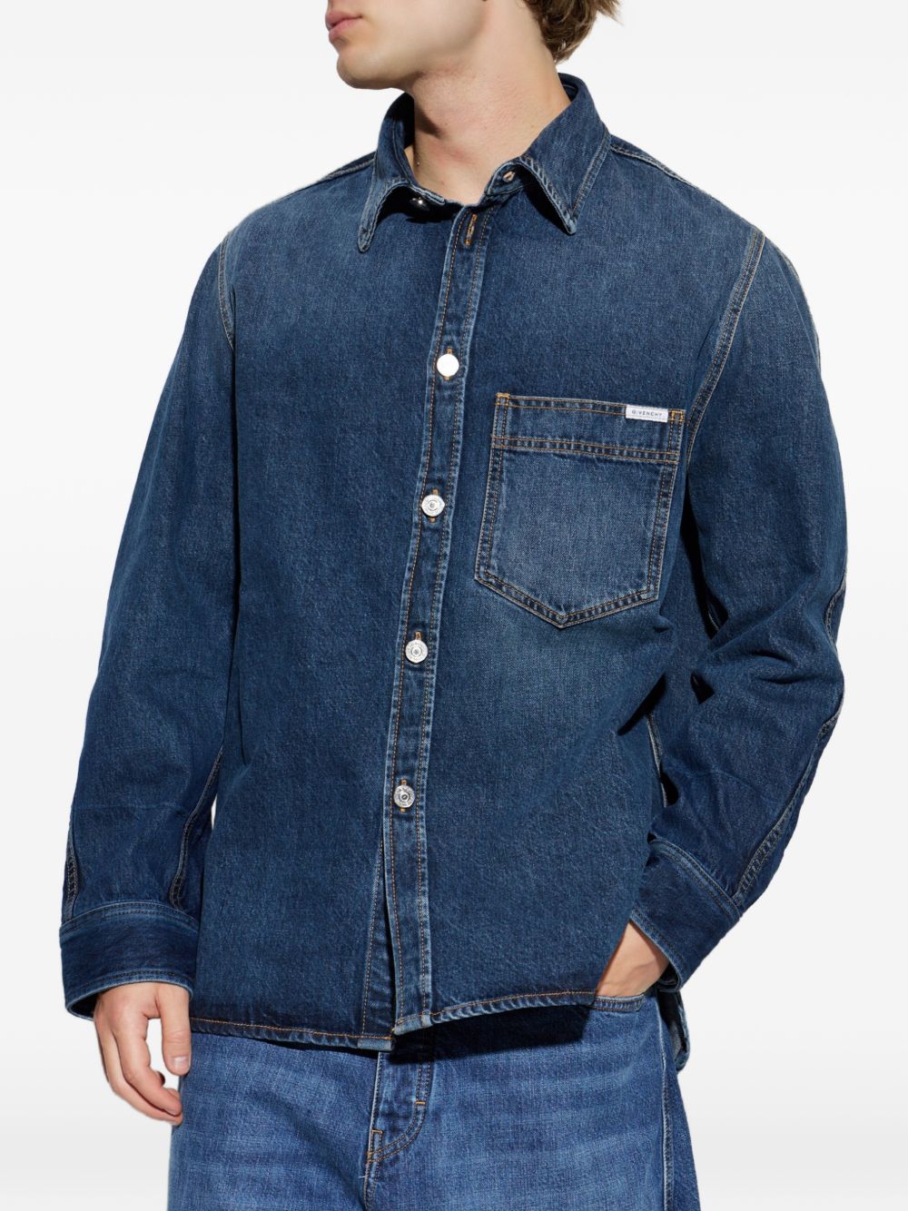 Givenchy Logo Patch Denim Shirt