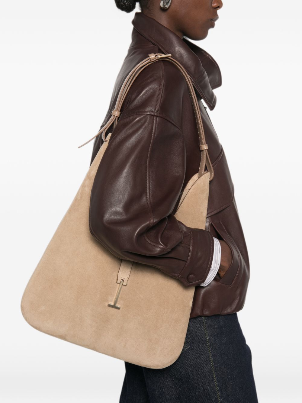 Tom Ford Suede T-Clasp Shoulder Bag