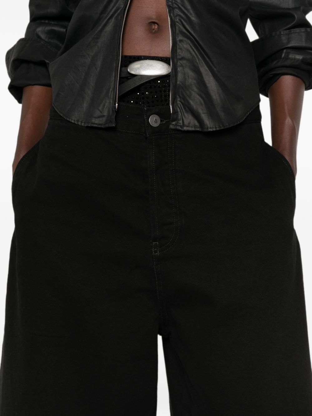 The Attico Denim Cotton Bermuda Shorts