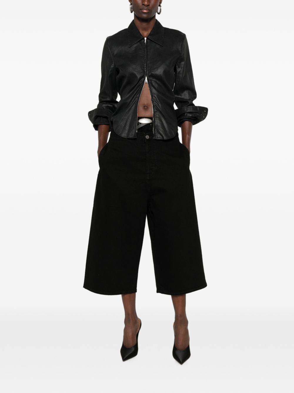 The Attico Denim Cotton Bermuda Shorts