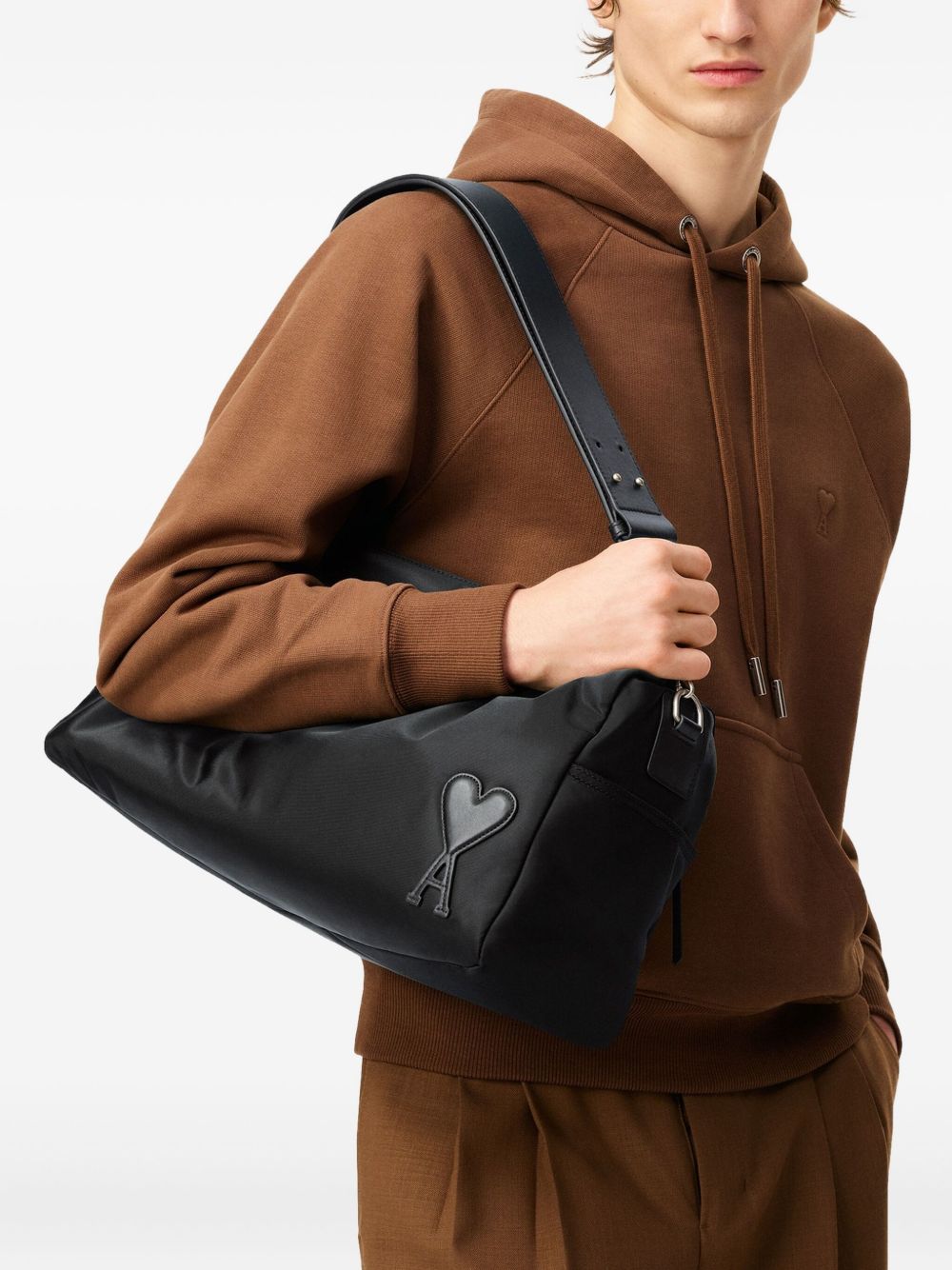 Ami Paris Marcel Large Nylon Shoulder Bag