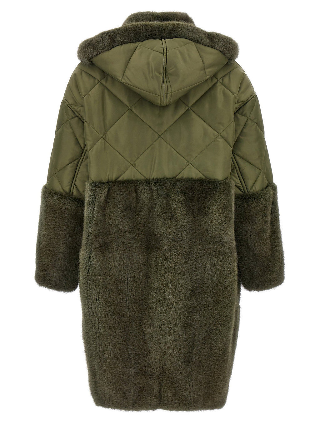 Blancha Nylon Diamond-visone Long Down Jacket