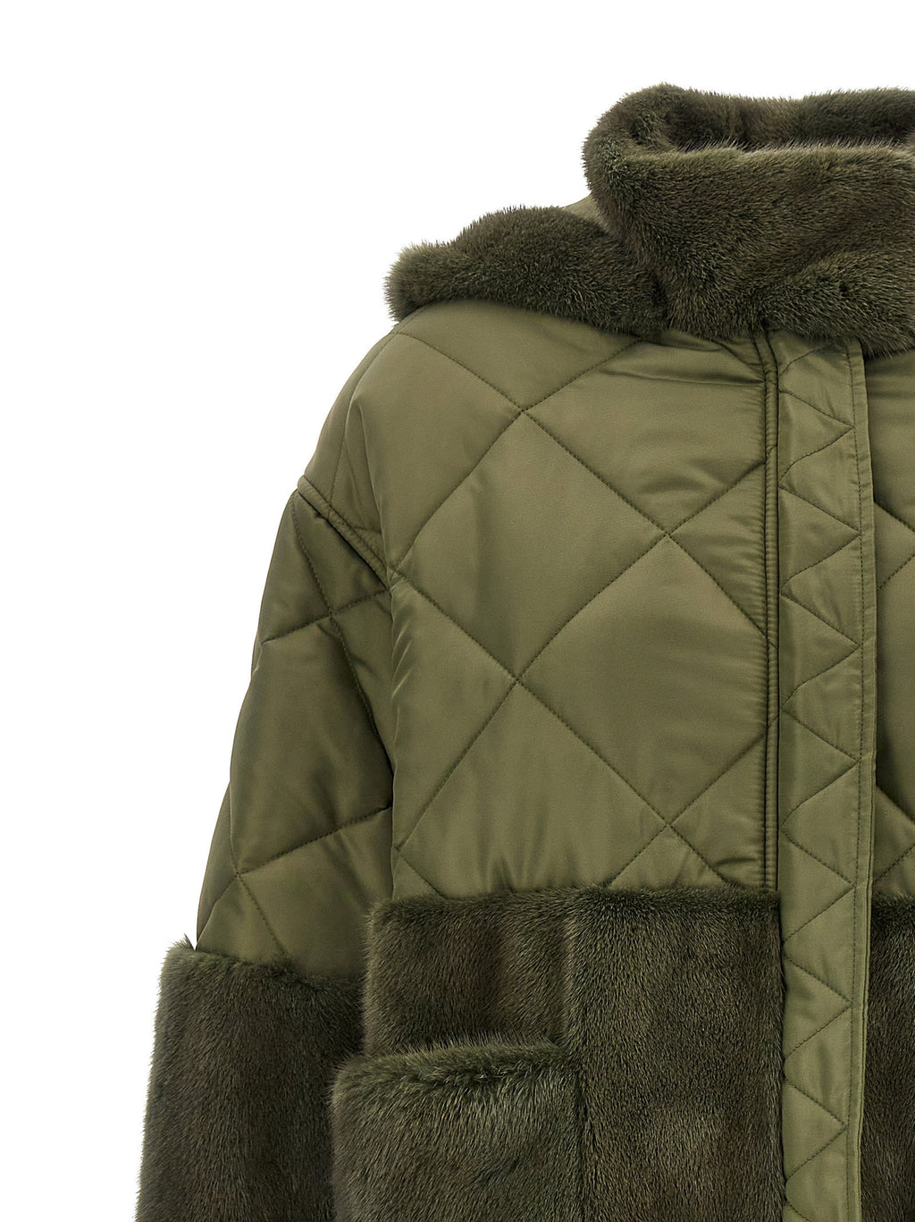 Blancha Nylon Diamond-visone Long Down Jacket